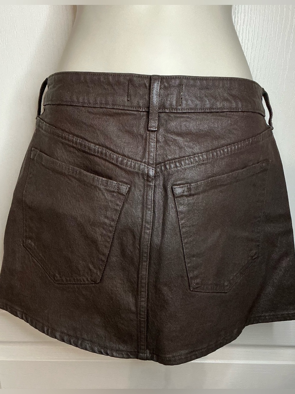 🤎 New 🤎 Brown Abercrombie & Fitch Curve Love Mid Rise Denim Mini Skirt - Picture 3 of 14